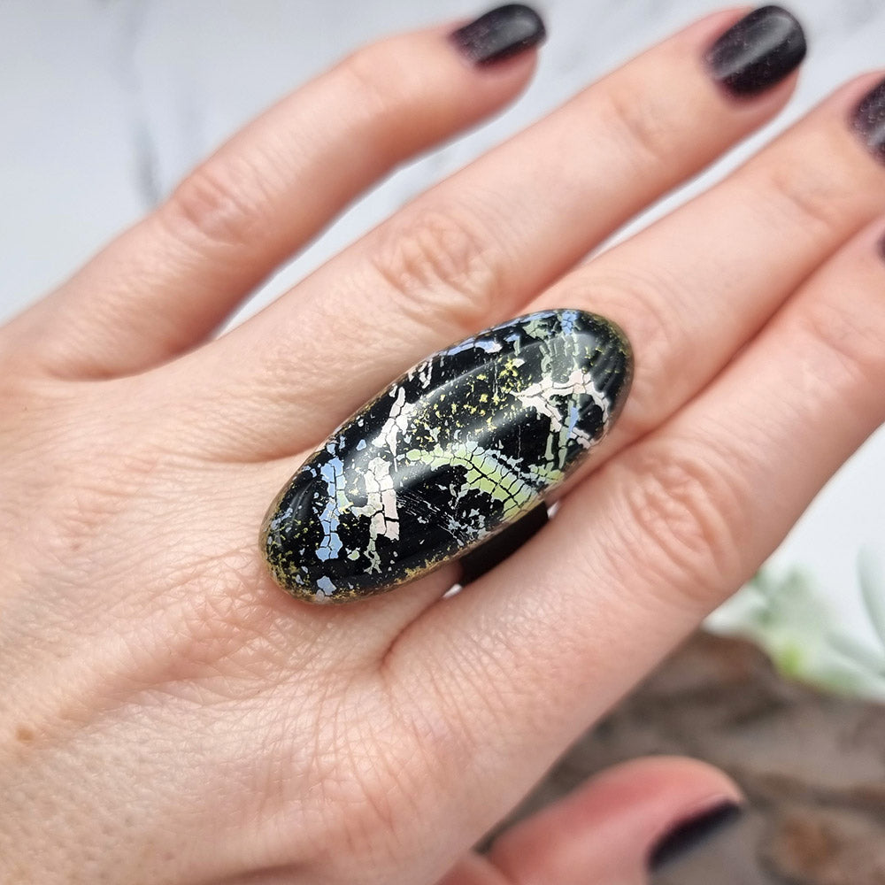 Stylish Oval Polymer Clay Ring Ring SweetyBijou Jewelry