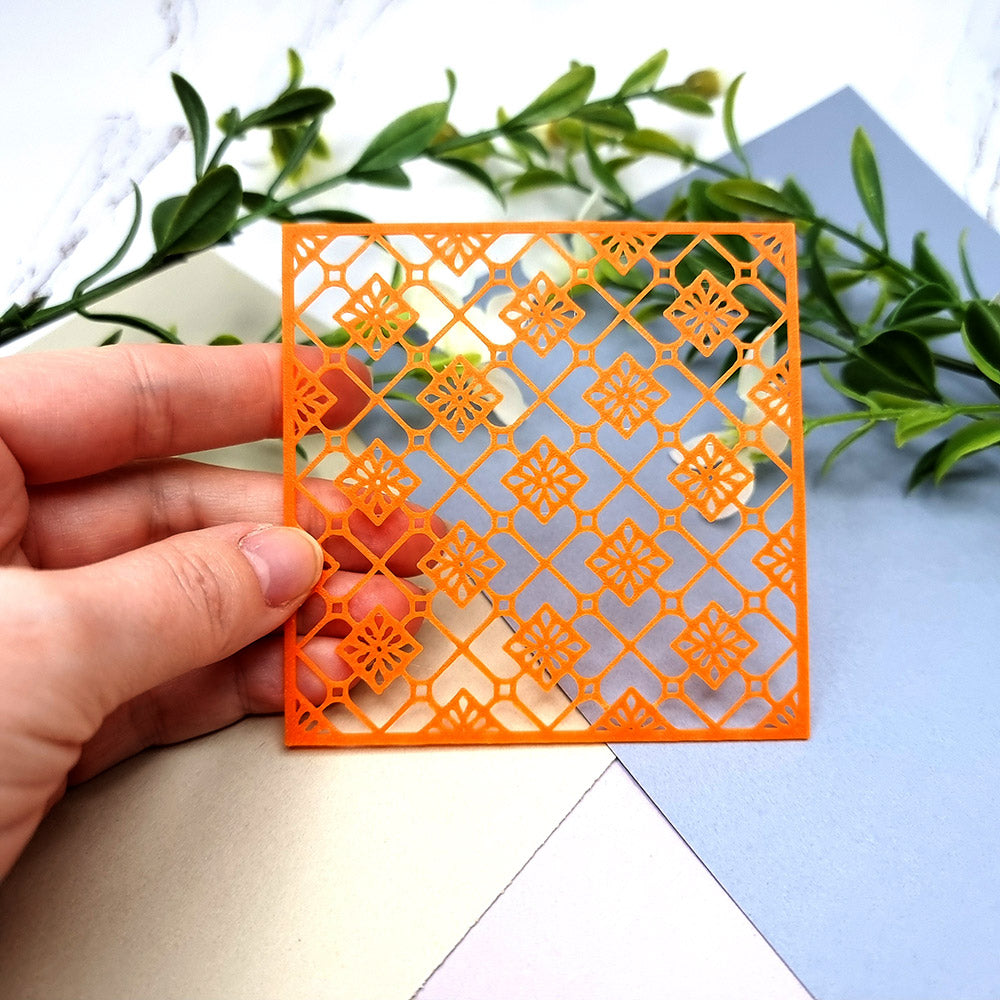 Floral pattern texture stencil for polymer clay