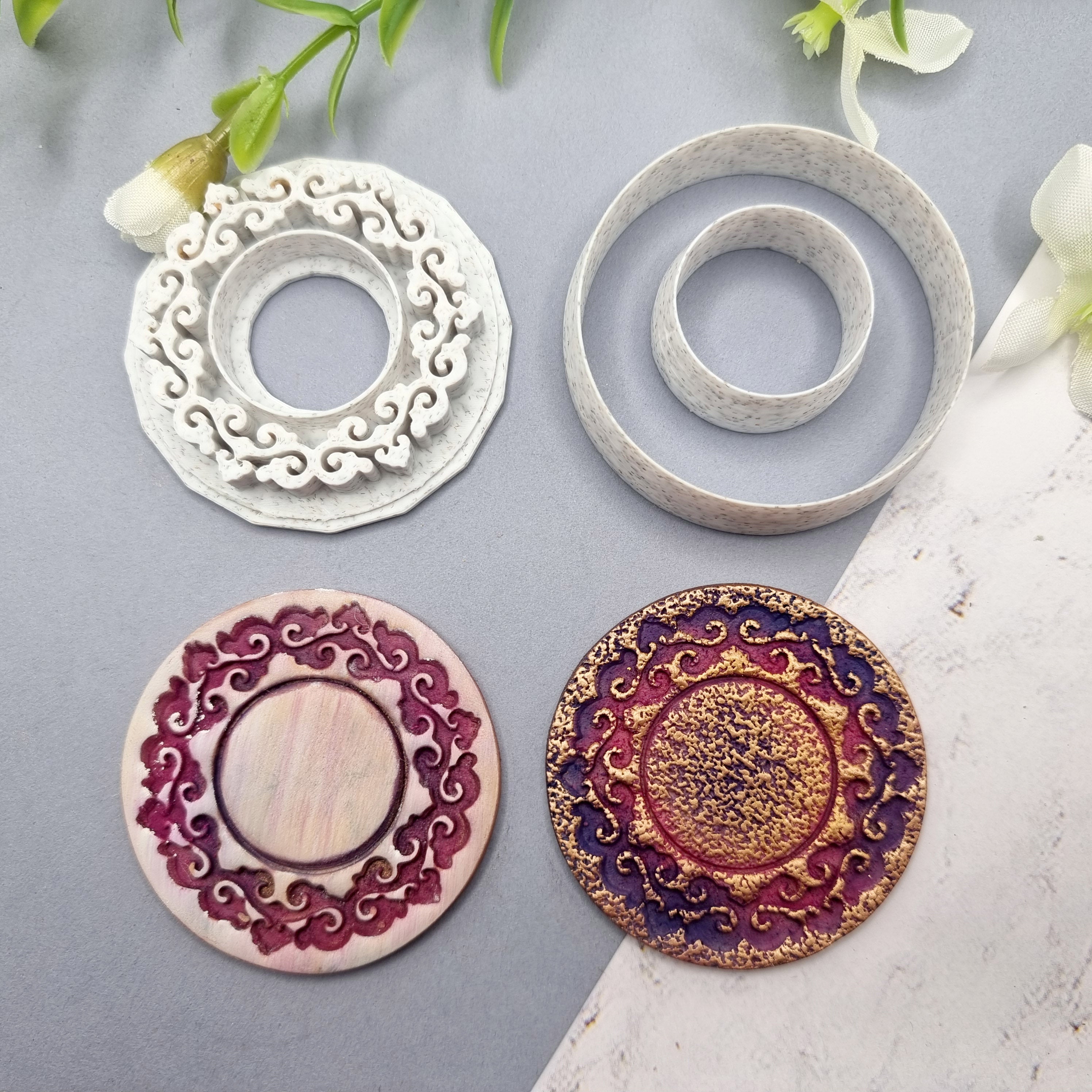 Polymer Clay Stamp #5, Flowers Stamp SweetyBijou Tools
