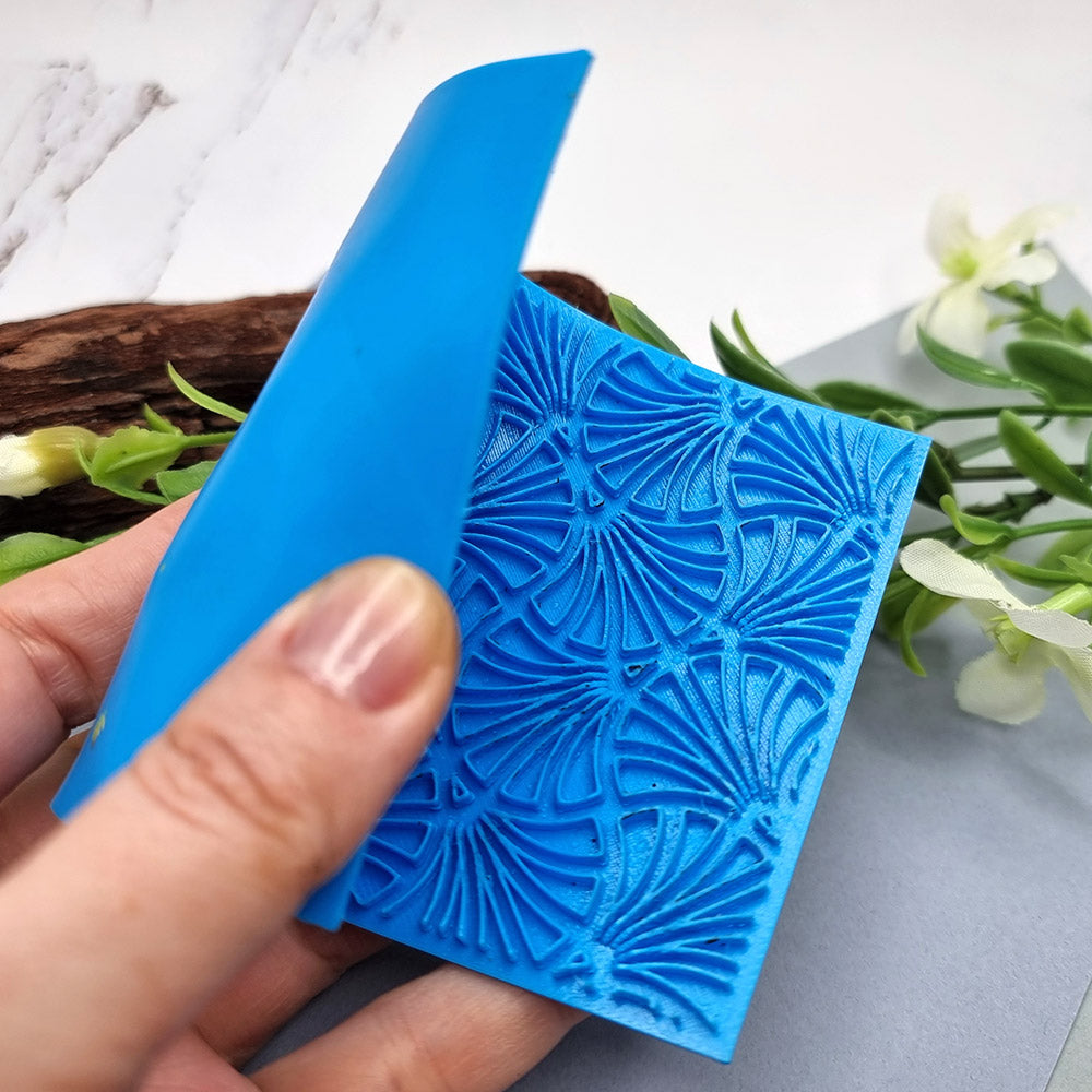 SweetyBijou Fans Patterns flexible texture sheet for polymer clay
