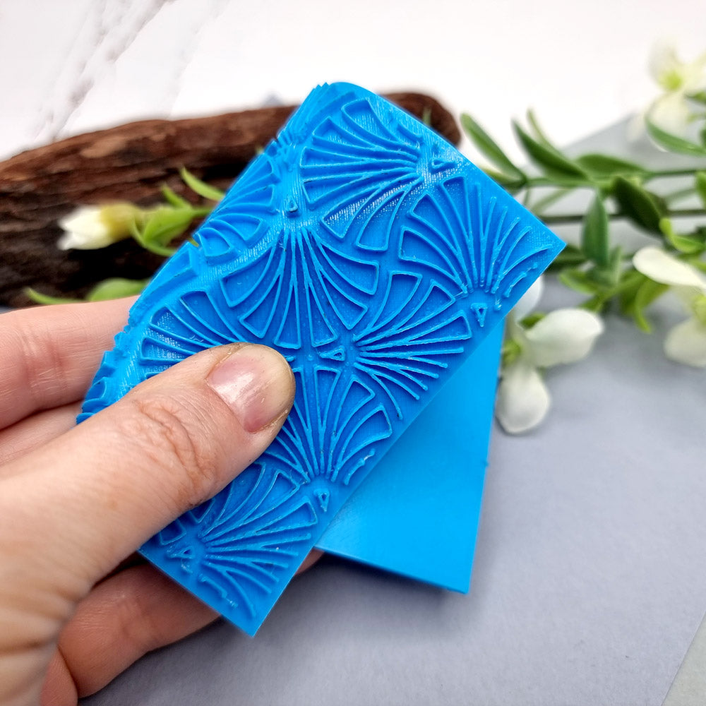 SweetyBijou Fans Patterns flexible texture sheet for polymer clay