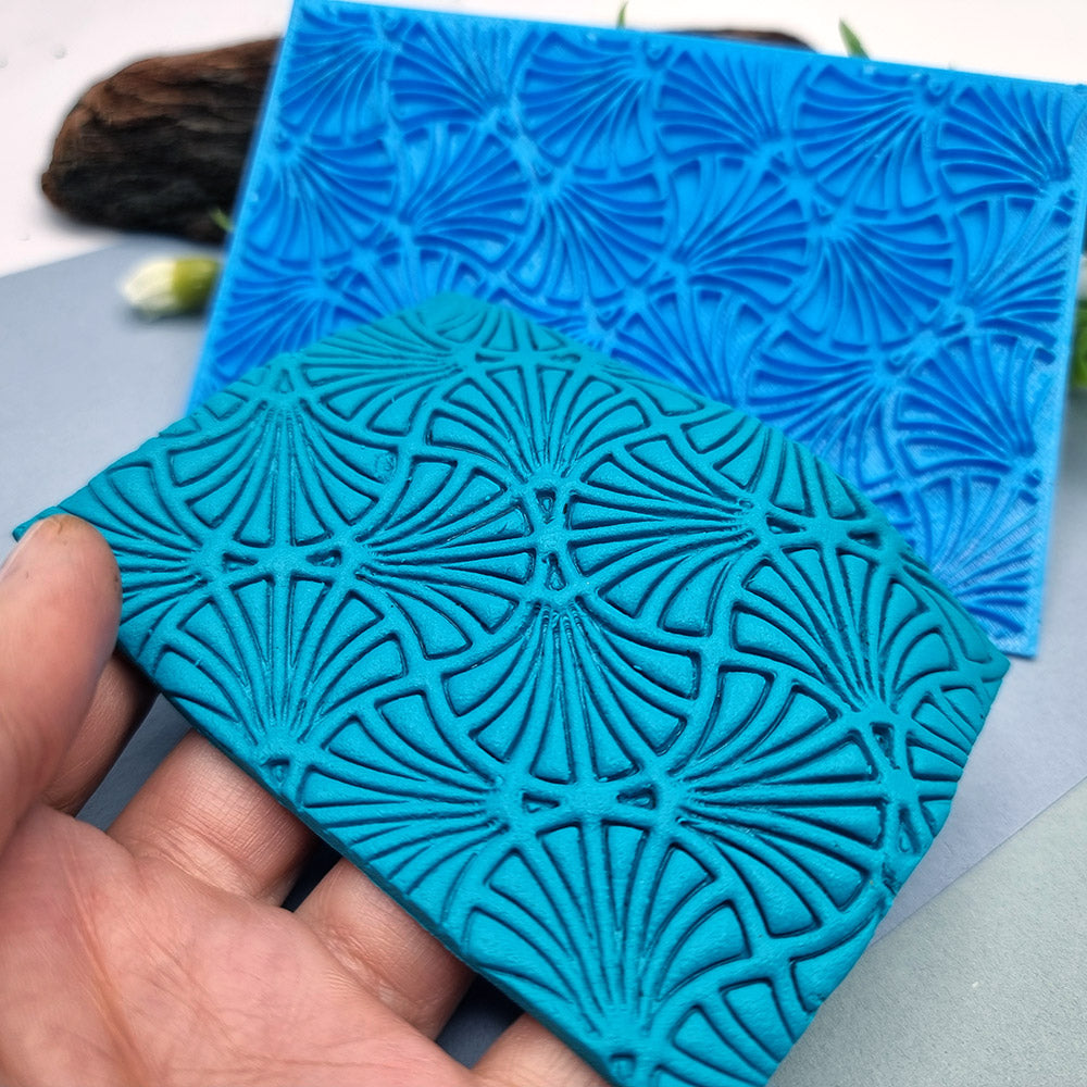 SweetyBijou Fans Patterns flexible texture sheet for polymer clay