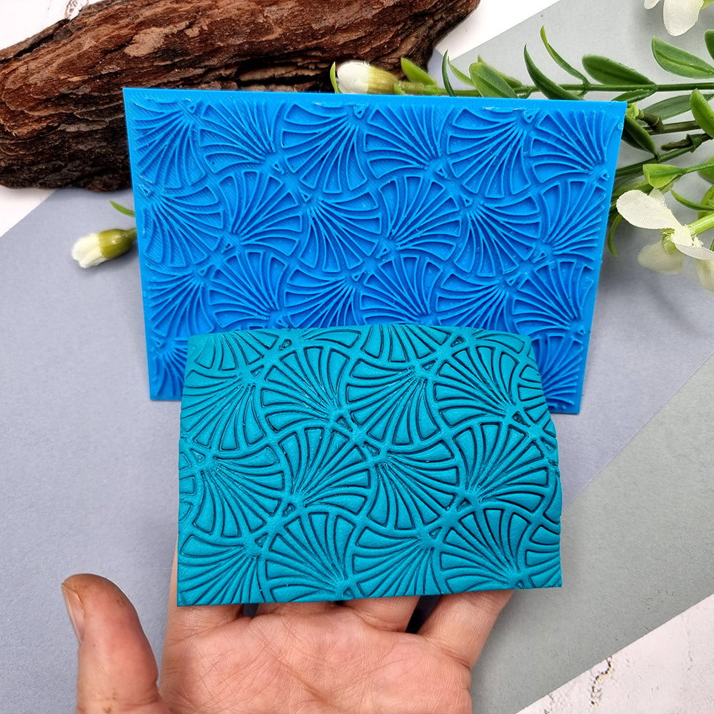 SweetyBijou Fans Patterns flexible texture sheet for polymer clay
