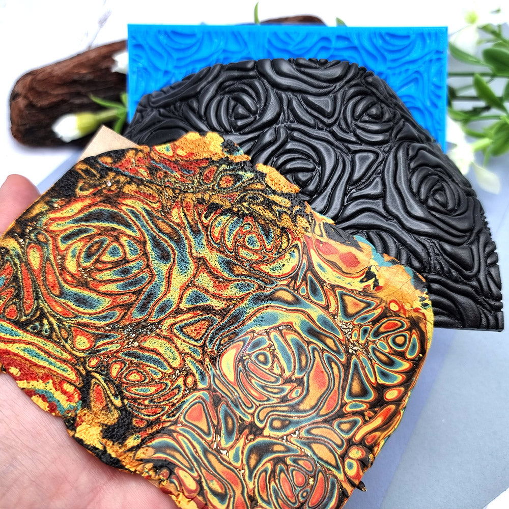 SweetyBijou Roses flexible texture sheet for polymer clay