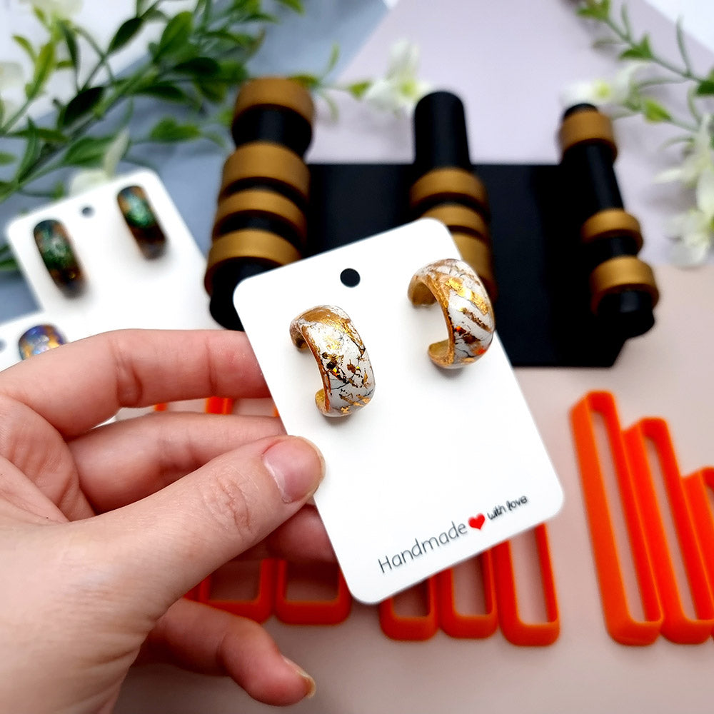 Huggie Earrings Toolkit: Oven-Safe Baking Base + 9 Cutter Set in Designer Box