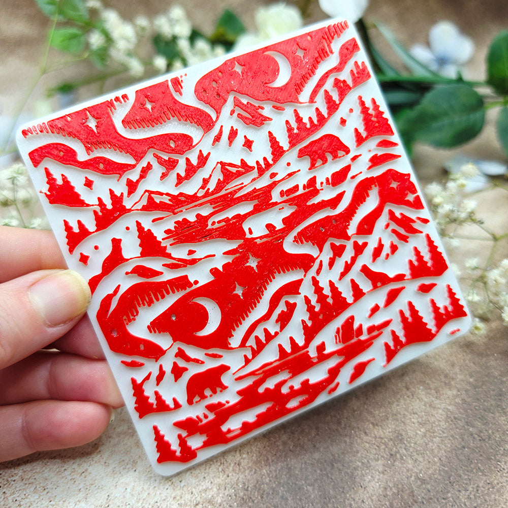 Arctic Night plastic Christmas texture plate for polymer clay, 10x10 cm