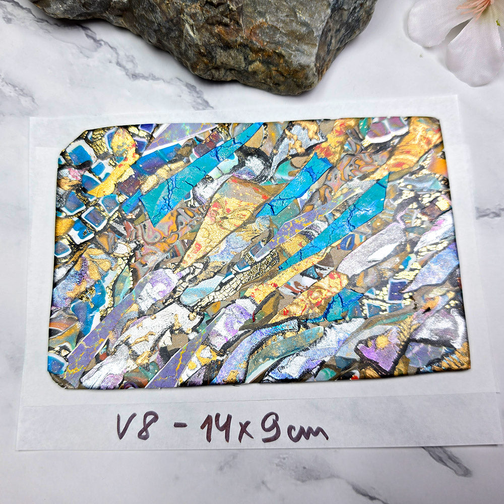 Raw polymer clay veneer sheet, Electric Gemstone Mosaic
