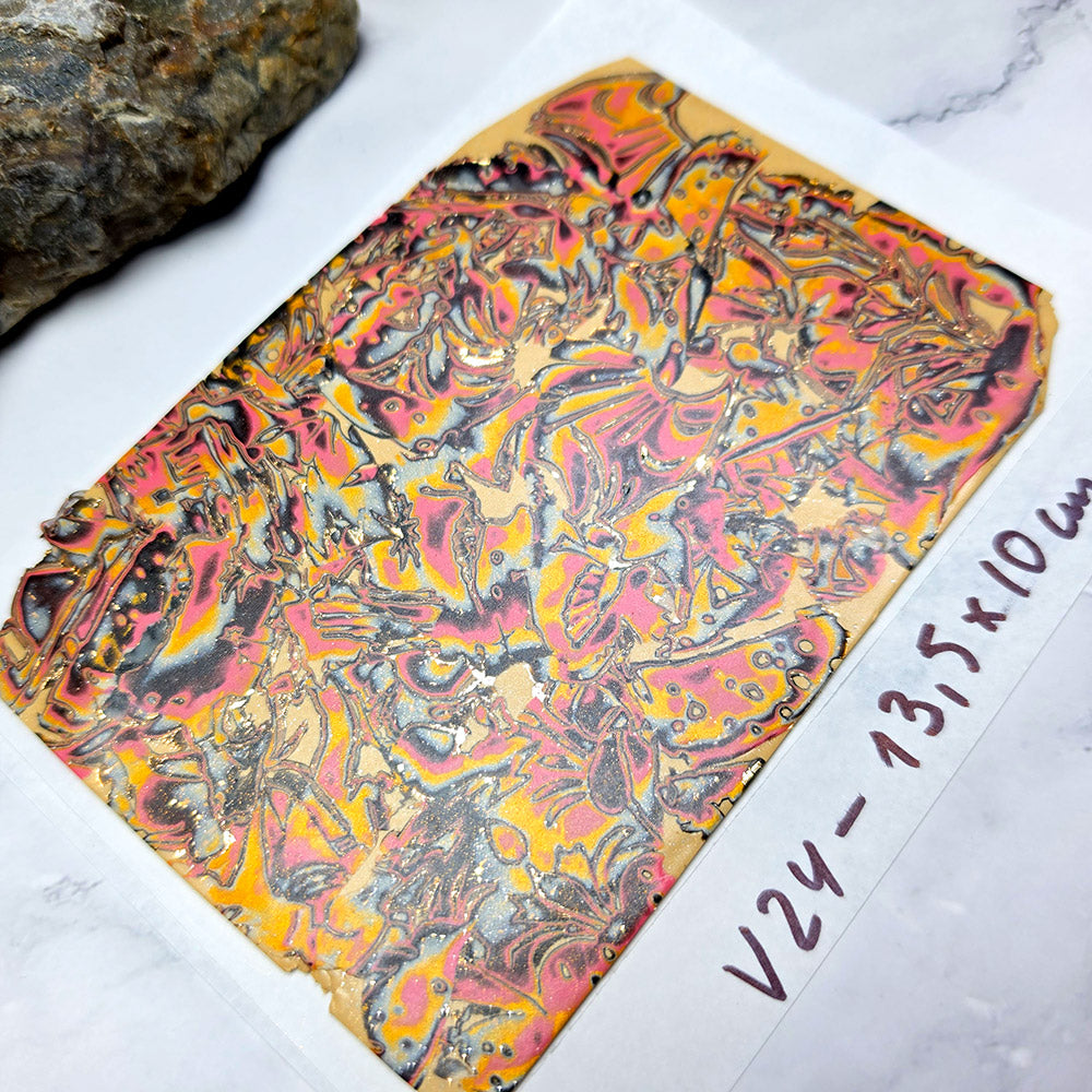 Raw polymer clay veneer sheet, Vintage Floral Fusion
