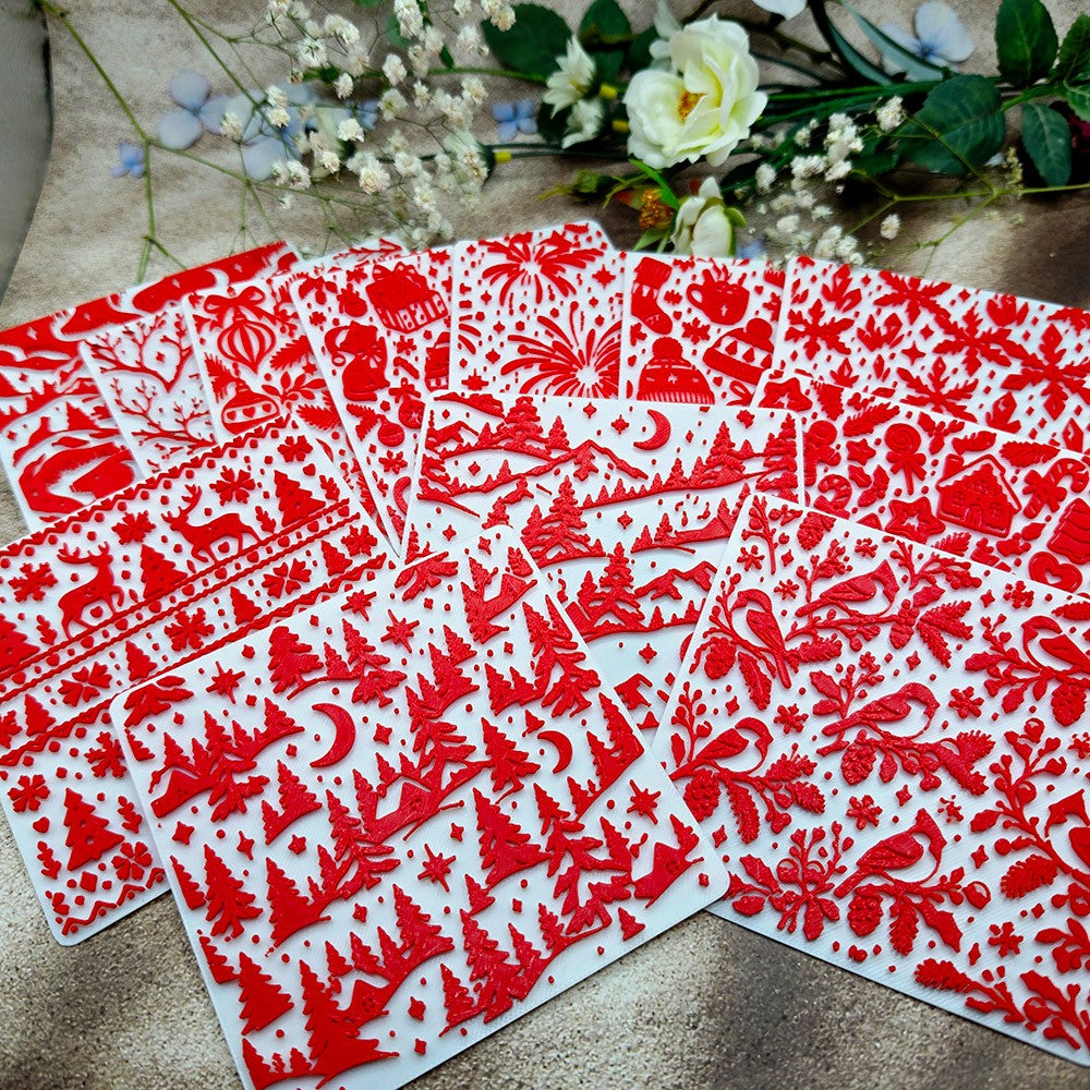 Christmas Textures bundle: all 12 plastic Christmas texture plates for polymer clay