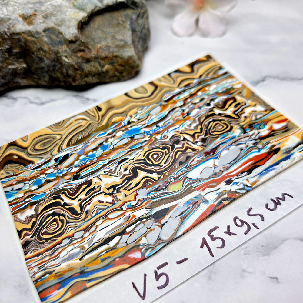 Raw polymer clay veneer sheet, Golden Agate Fusion