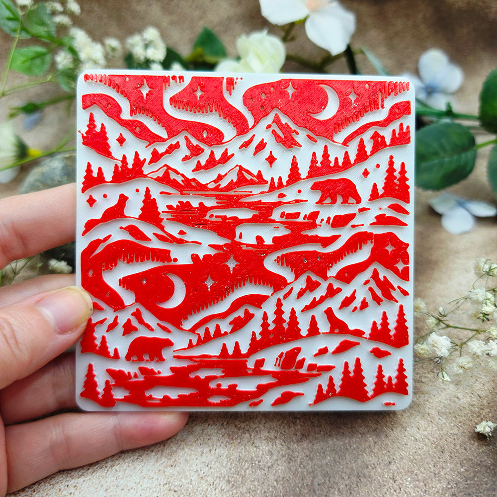 Arctic Night plastic Christmas texture plate for polymer clay, 10x10 cm