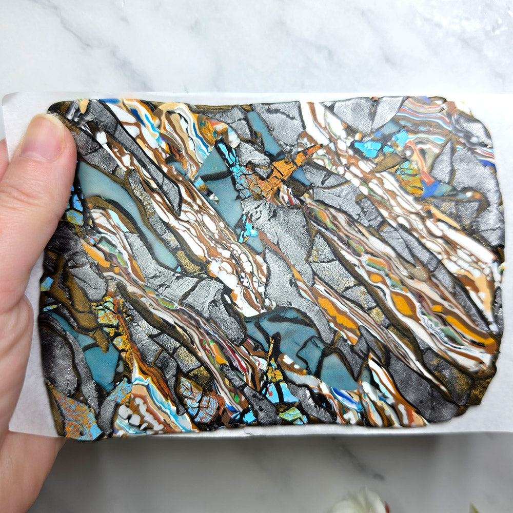 Raw polymer clay veneer sheet, Turquoise Stone Fusion