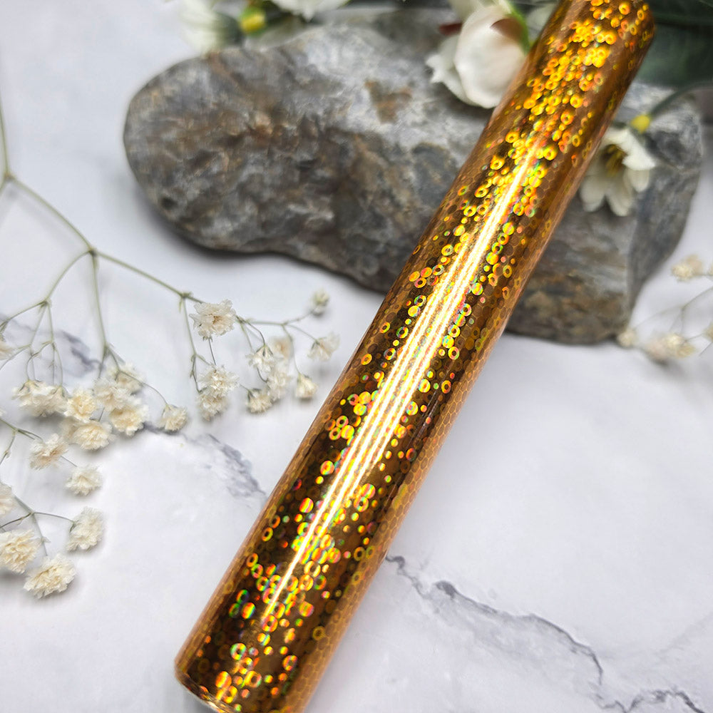 Holographic transfer foil roll, Golden Bubbles