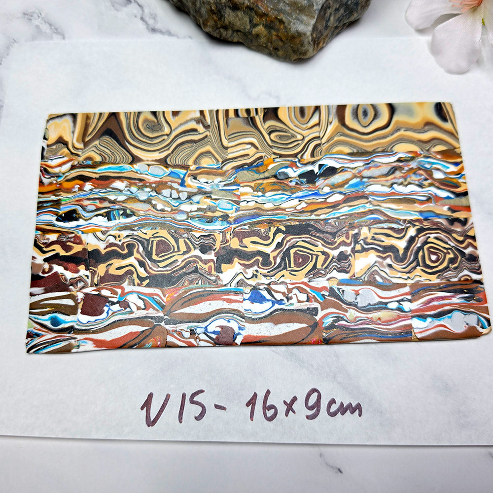 Raw polymer clay veneer sheet, Earthstone Swirls