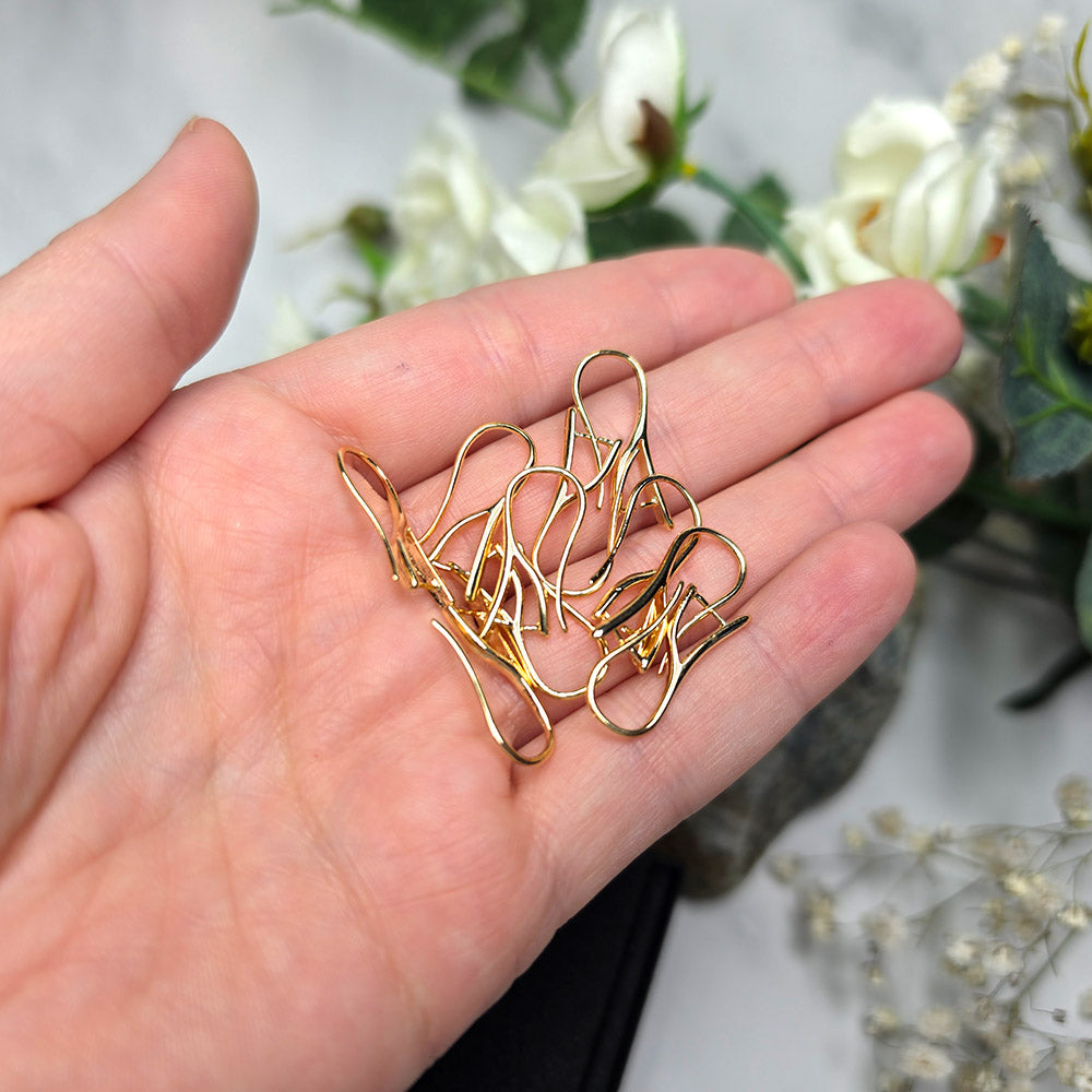 18K gold color pinch bail French ear wires, 5 pairs