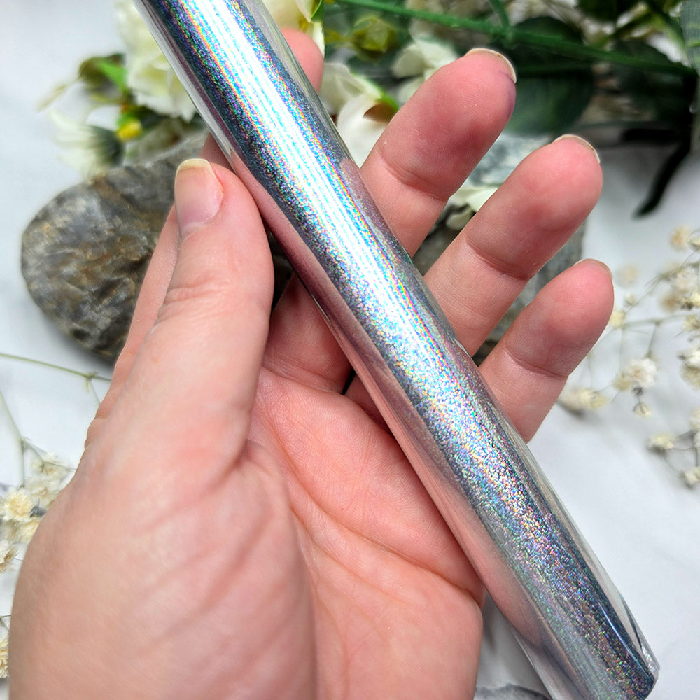 Holographic transfer foil roll, Silver Rainbow Shimmer