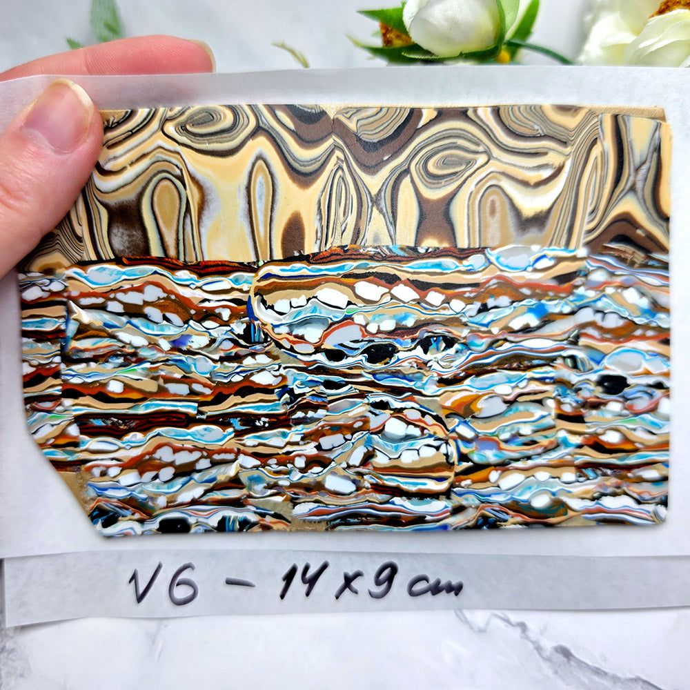 Raw polymer clay veneer sheet, Earthly Mosaic Layers