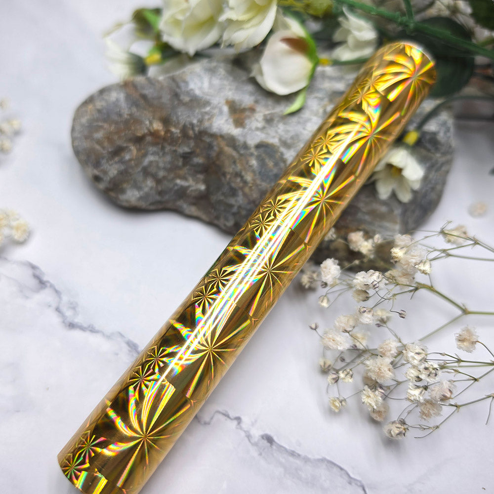 Holographic transfer foil roll, Golden Starburst
