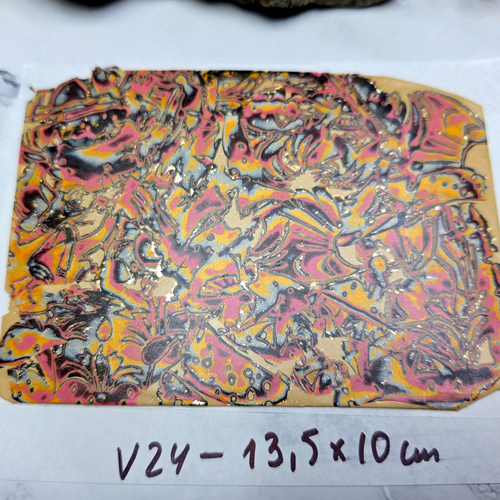 Raw polymer clay veneer sheet, Vintage Floral Fusion