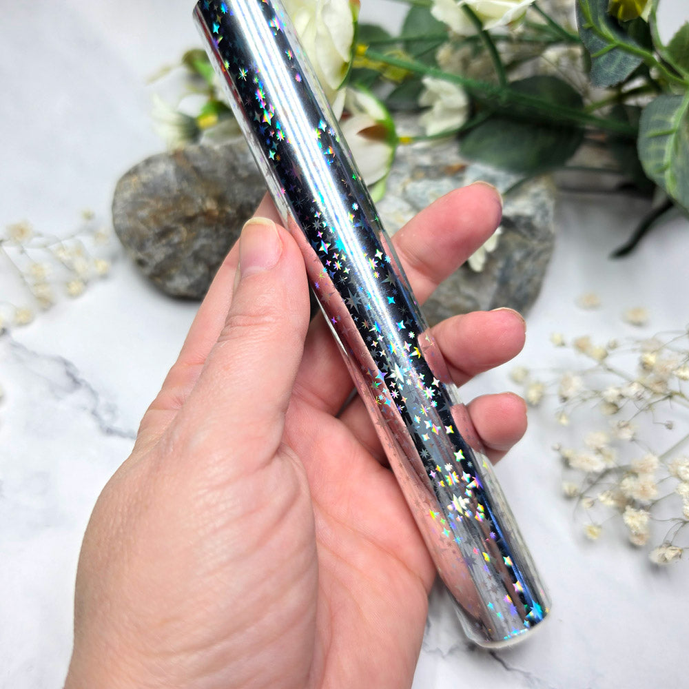 Holographic transfer foil roll, Silver Stars