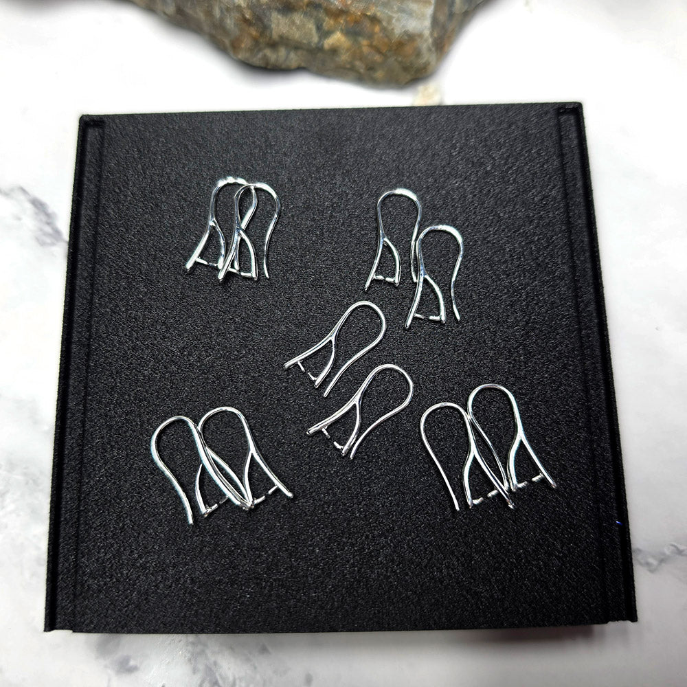 White silver-plated pinch bail French ear wires, 5 pairs