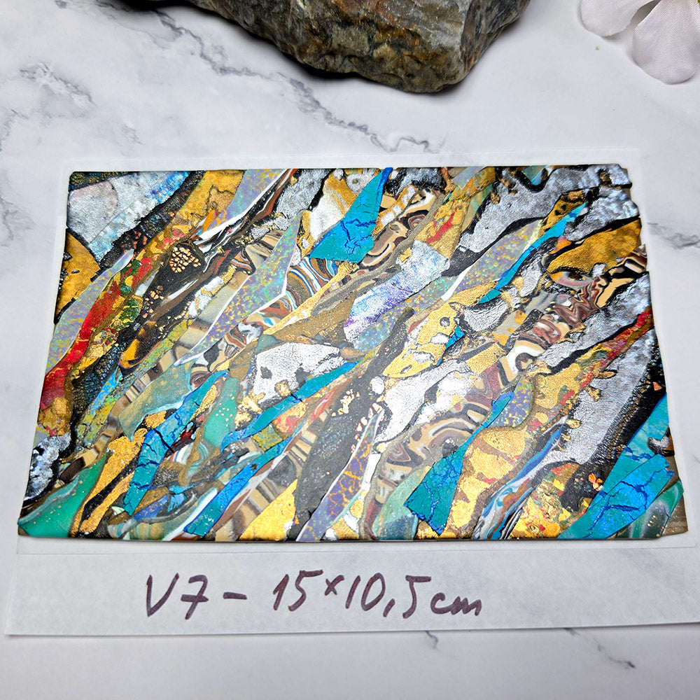 Raw polymer clay veneer sheet, Vibrant Mineral Fusion