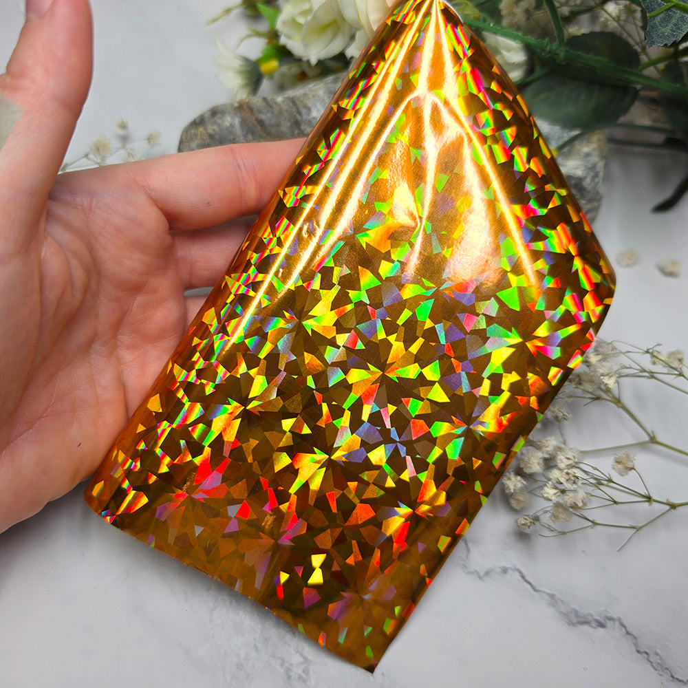 Holographic transfer foil roll, Golden Prism