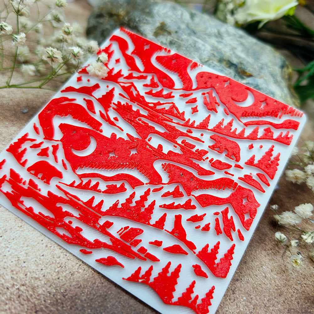 Arctic Night plastic Christmas texture plate for polymer clay, 10x10 cm