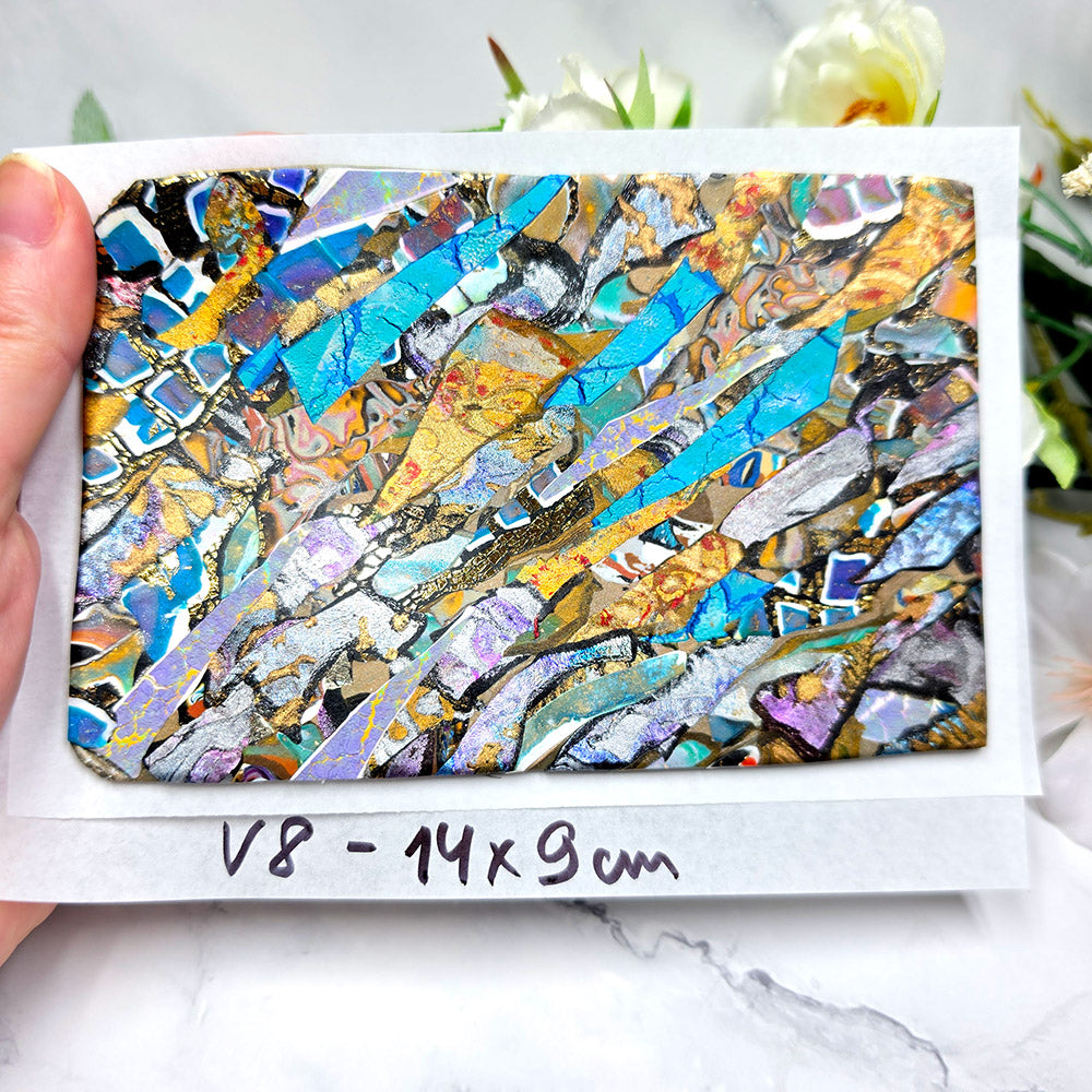 Raw polymer clay veneer sheet, Electric Gemstone Mosaic