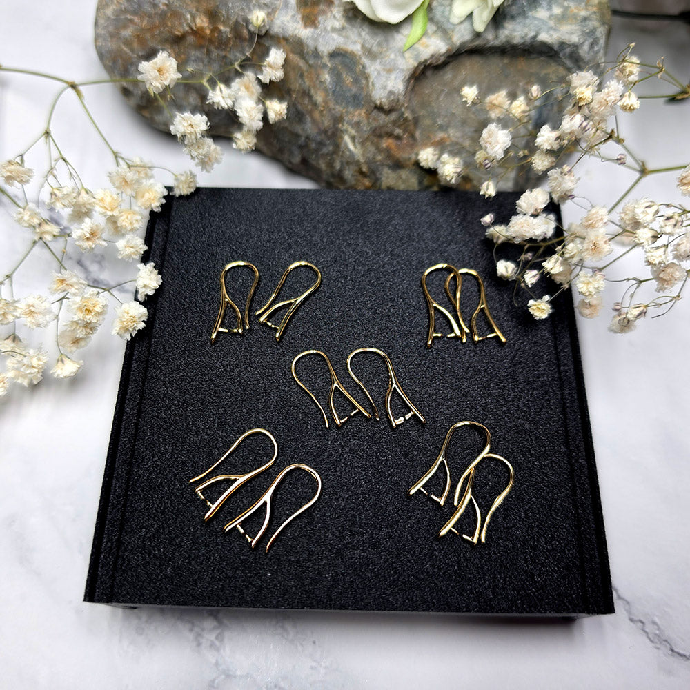 18K gold color pinch bail French ear wires, 5 pairs