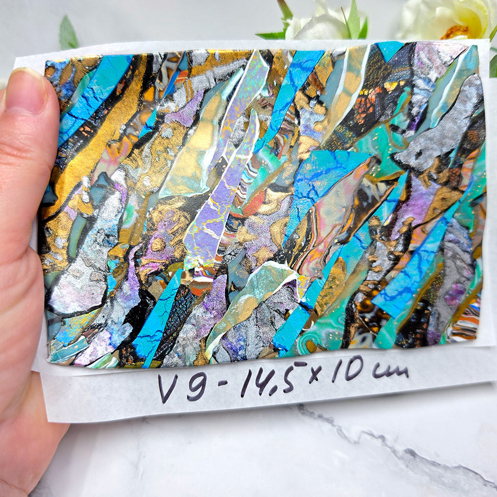 Raw polymer clay veneer sheet, Prismatic Mineral Fusion