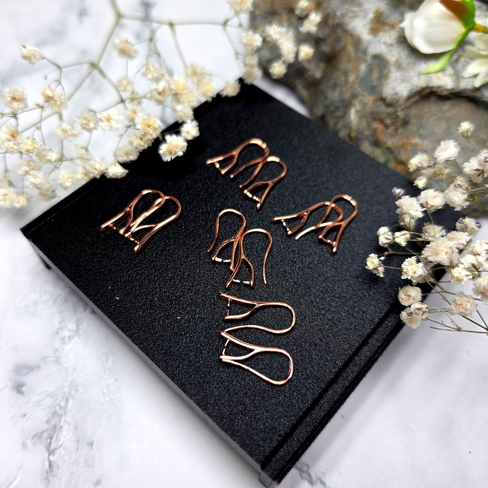 Rose gold color pinch bail French ear wires, 5 pairs