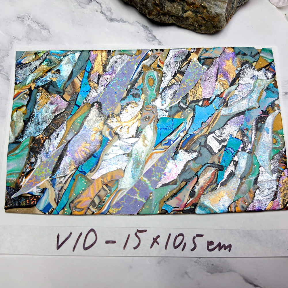 Raw polymer clay veneer sheet, Iridescent Ocean Mosaic