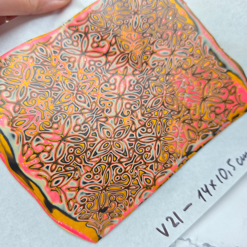 Raw polymer clay veneer sheet, Vintage Pink Lace