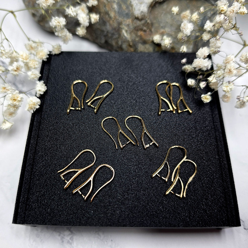 18K gold color pinch bail French ear wires, 5 pairs