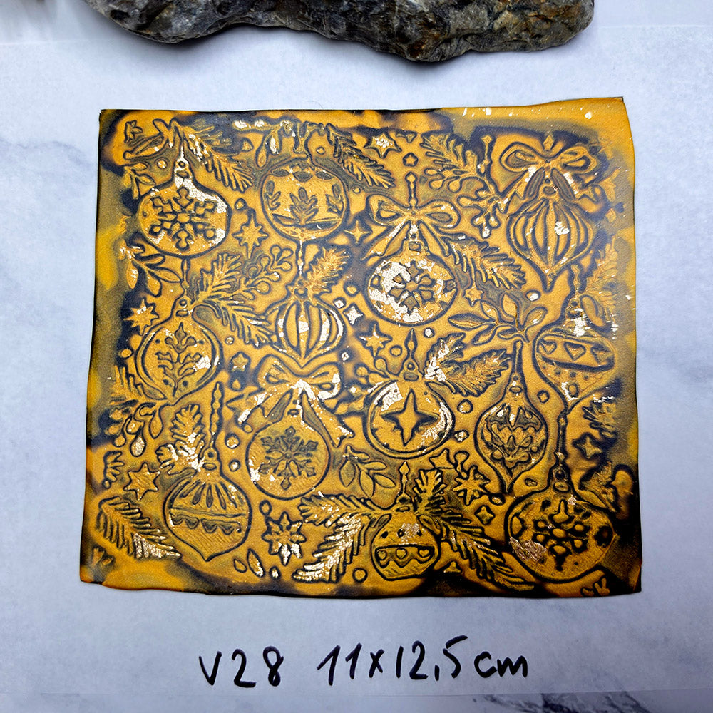 Raw polymer clay veneer sheet, Vintage Christmas Ornaments