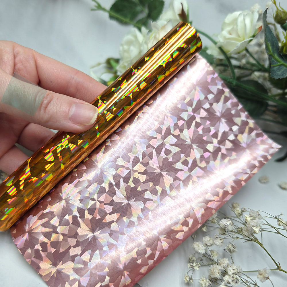 Holographic transfer foil roll, Golden Prism