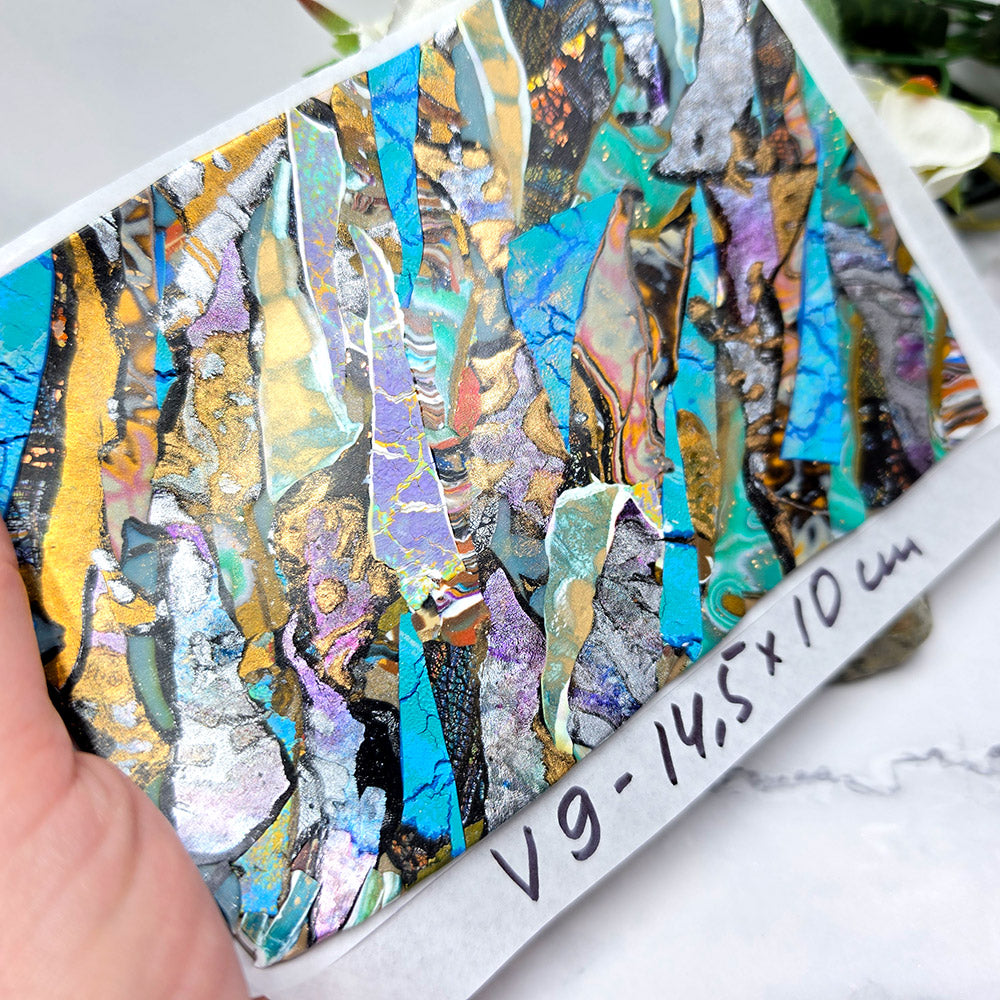Raw polymer clay veneer sheet, Prismatic Mineral Fusion