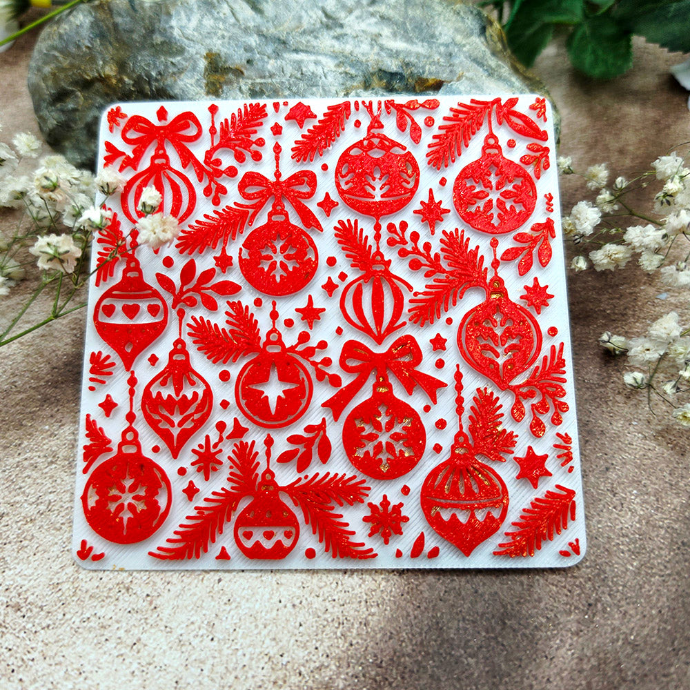 Christmas Ornaments plastic Christmas texture plate for polymer clay, 10x10 cm