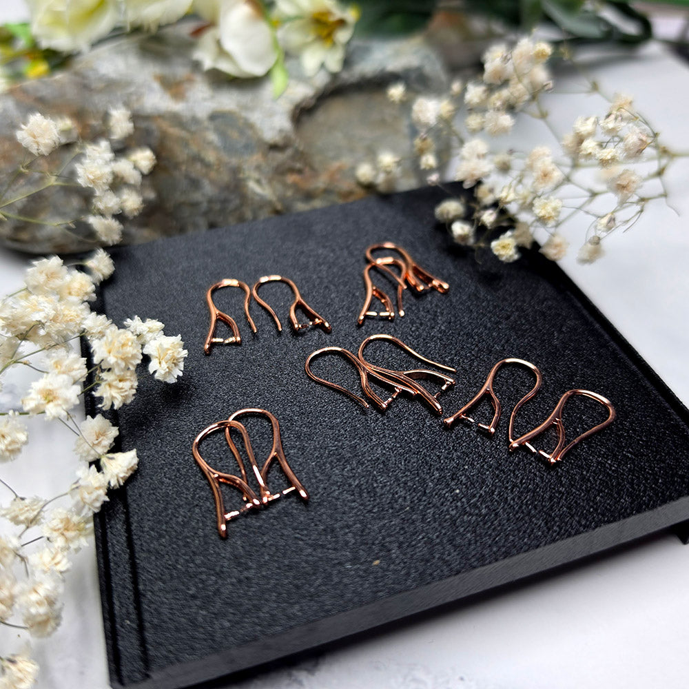 Rose gold color pinch bail French ear wires, 5 pairs