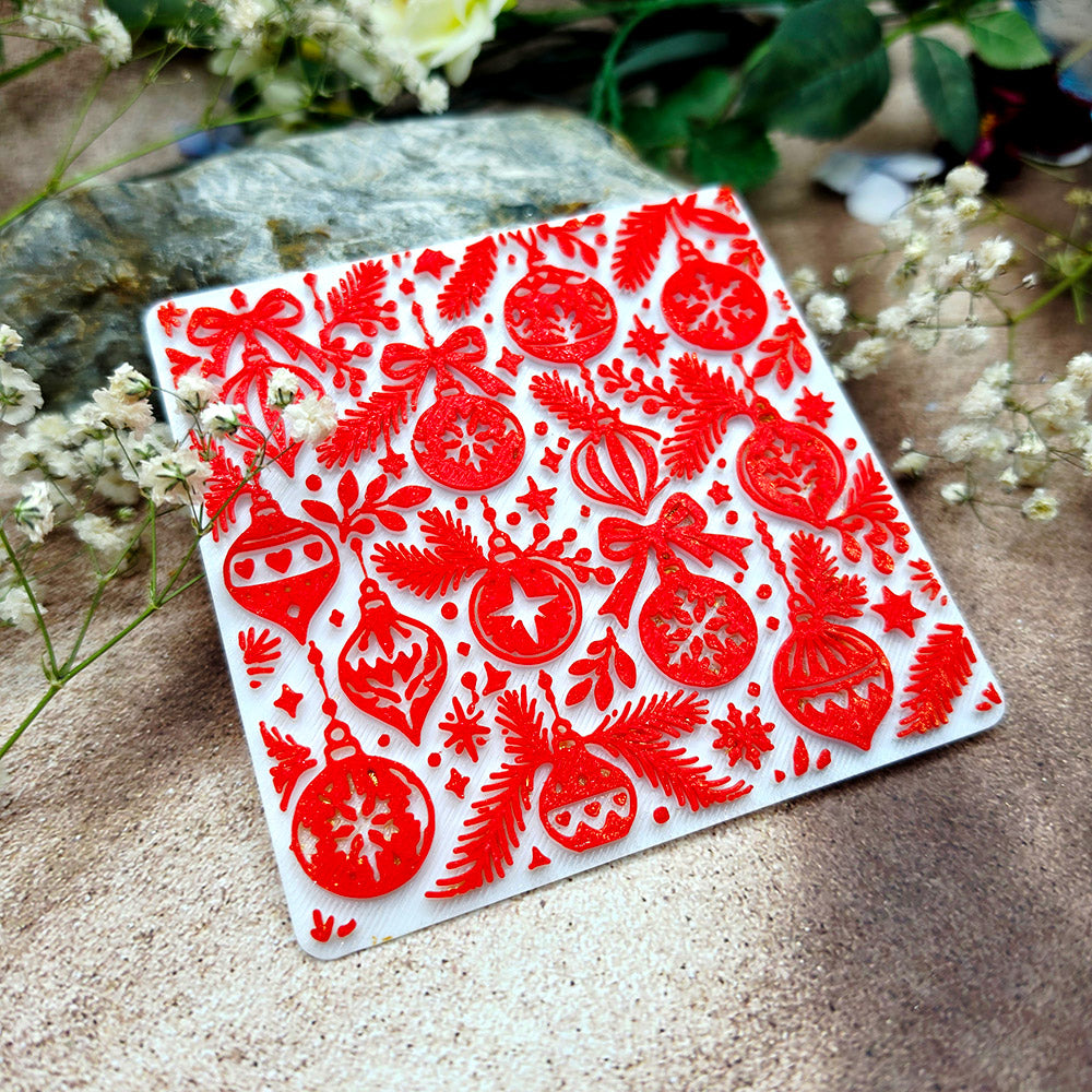Christmas Ornaments plastic Christmas texture plate for polymer clay, 10x10 cm