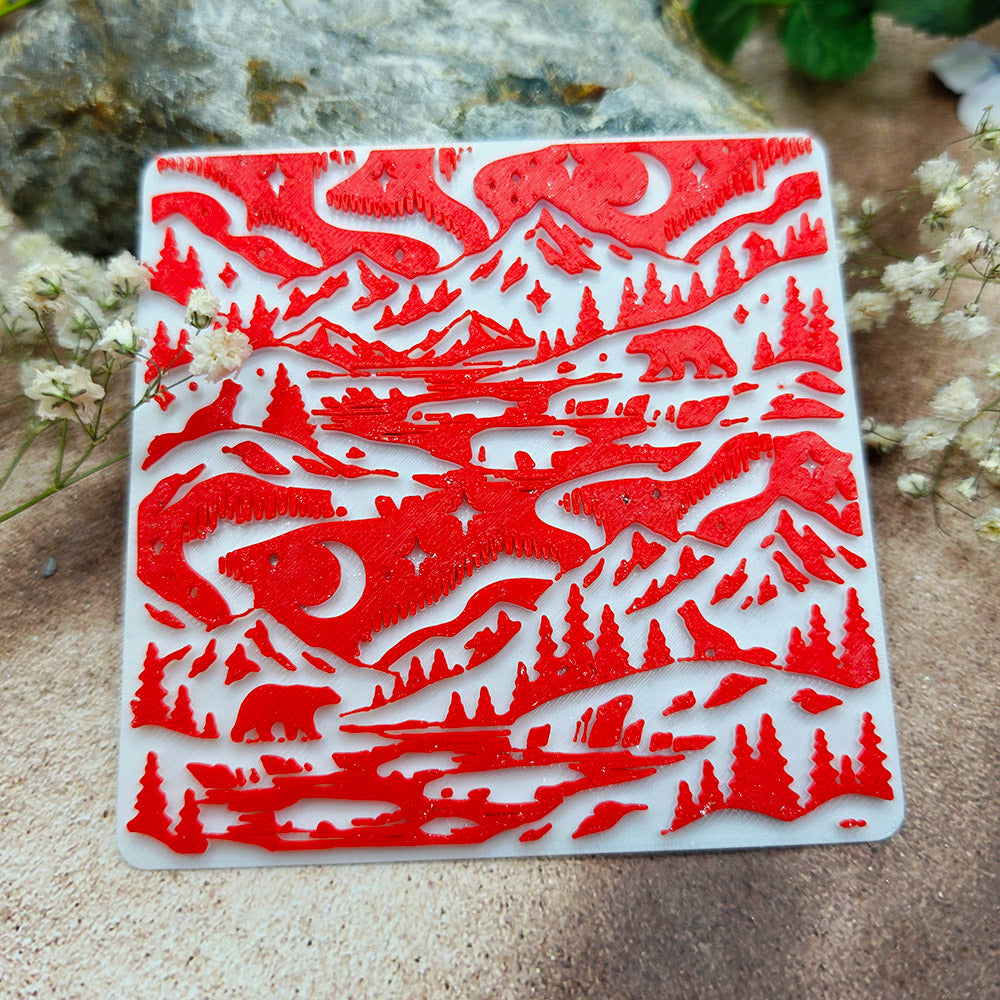 Arctic Night plastic Christmas texture plate for polymer clay, 10x10 cm