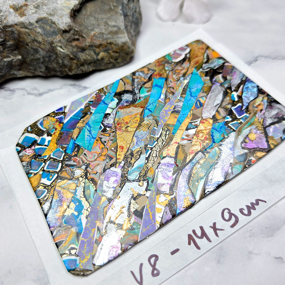 Raw polymer clay veneer sheet, Electric Gemstone Mosaic