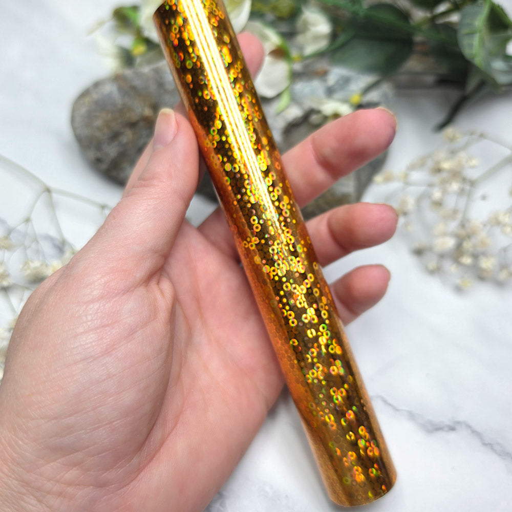 Holographic transfer foil roll, Golden Bubbles