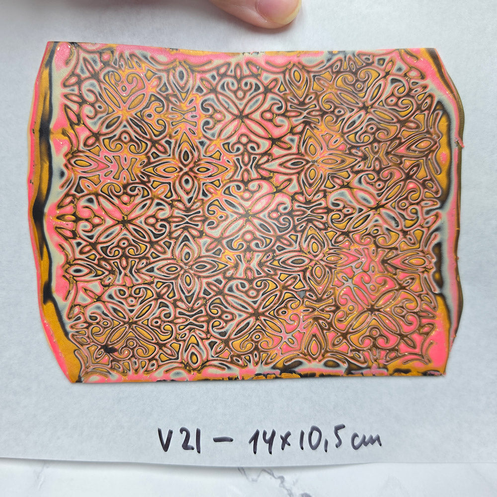 Raw polymer clay veneer sheet, Vintage Pink Lace