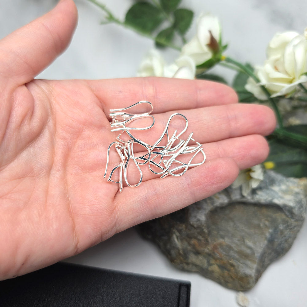White silver-plated pinch bail French ear wires, 5 pairs