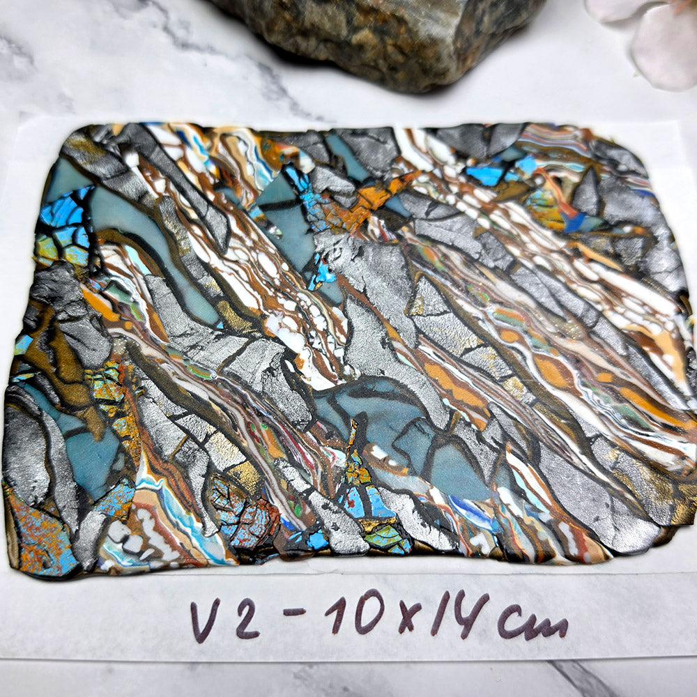 Raw polymer clay veneer sheet, Turquoise Stone Fusion