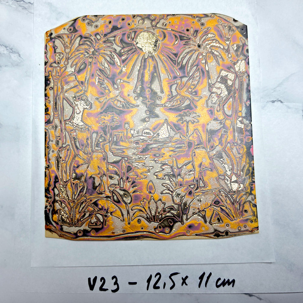 Raw polymer clay veneer sheet, Egyptian Garden