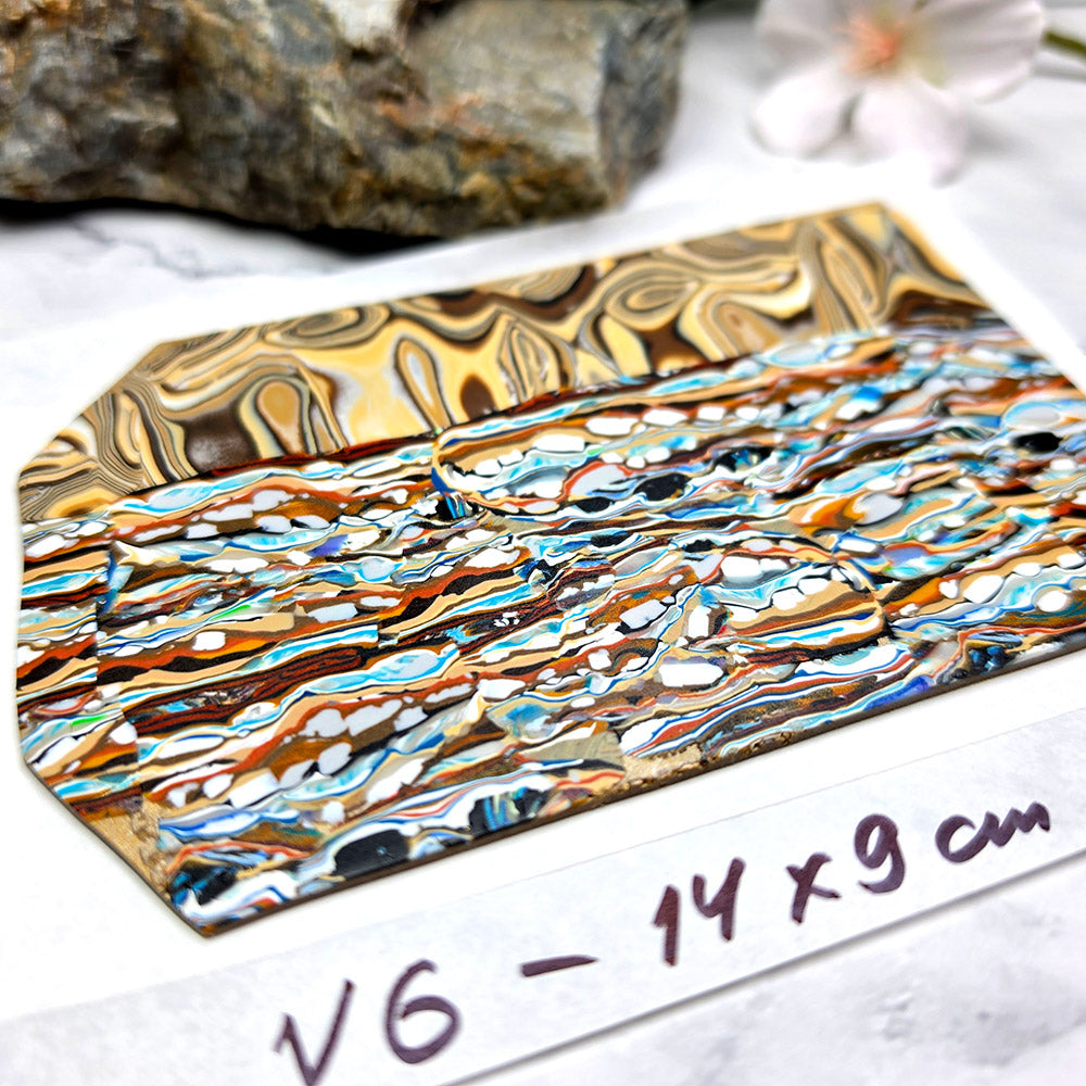 Raw polymer clay veneer sheet, Earthly Mosaic Layers
