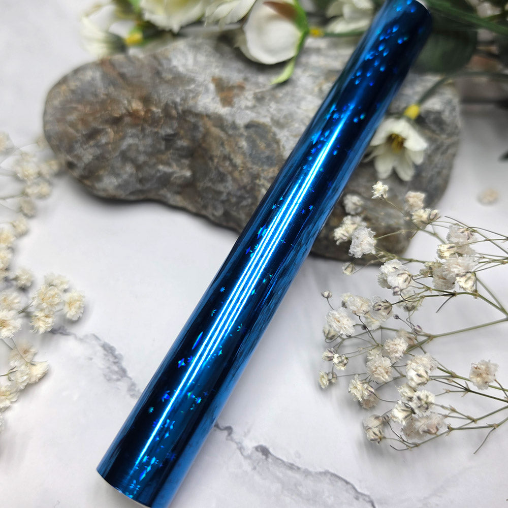 Holographic transfer foil roll, Midnight Blue Stars